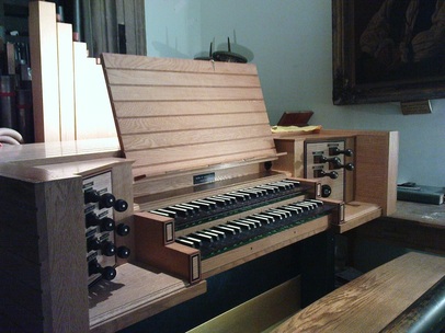 Organ in St Edmund Hall, Oxford University, built by Wood Organ Builders, Yorkshire