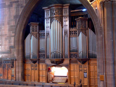 The four-manual organ in Albion Church, Ashton-Under-Lyne with new action provided by our firm