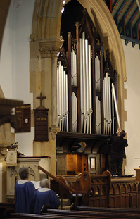 Organ of St Luke, Brierfield, restored by Wood Pipe Organ Builders of Huddersfield West Yorkshire