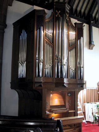 Pipe organ in St Peter's, Chorley, built by Wood Pipe Organ Builders of West Yorkshire