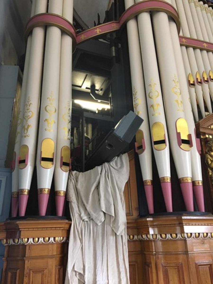 The front pipes of the organ in Huddersfield Town Hall